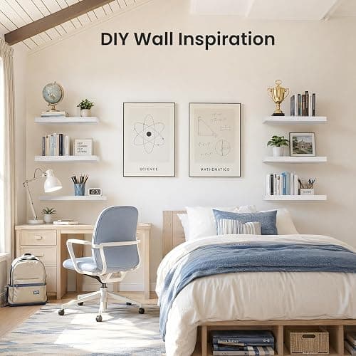 AMADA HOMEFURNISHING Floating Shelves, Wall Shelves for Bathroom/Living Room/Bedroom/Kitchen Decor, White Shelves with Invisible Brackets Set of 3 - AMFS08 thumbnail 2
