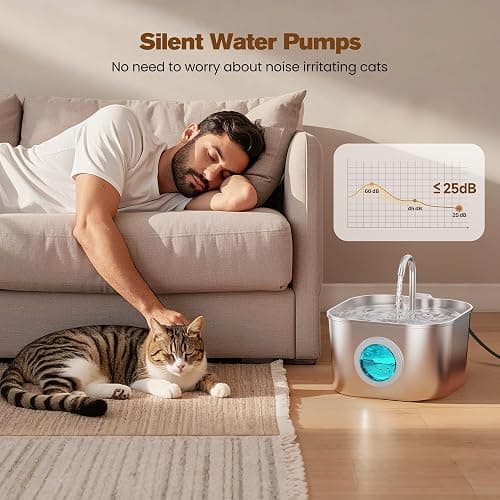 Cat Water Fountain Stainless Steel: Pet Fountains with 10 Filters + 10 Sponges Cats Automatic Waterer Bowls for Drinking Small Dog Water Dispenser Indoor Metal Water Faucet Bottle Kitty Watering thumbnail 5