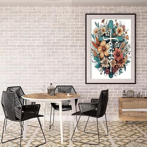 BOHADIY 5D Diamond Painting Kits for Adults Beginners, Cross Flower Diamond Art Kit,DIY Full Round Drill Diamond Dot Gem Art Kits for Adults,5D Paint with Diamonds Pictures DIY Crafts Kits 12x16 Inch thumbnail 4