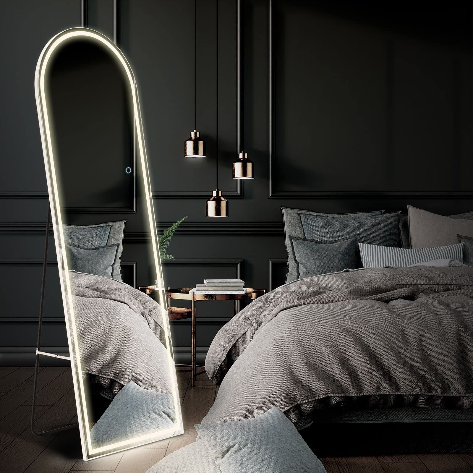 Maxkon LED Full Length Mirror Arched Body Floor Free Standing Hanging Leaning Lighted Bedroom Hallway 3 Lighting Colours thumbnail 2