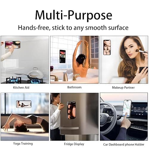 DreamsLink.LC Silicone Double-Sided Suction Phone Grip Detachable Mount - Car Dashboard/Shower Phone Holder, Hands-Free for Selfies & Videos, TikTok/ASMR/Yoga (Small (White+Black), Small) thumbnail 2