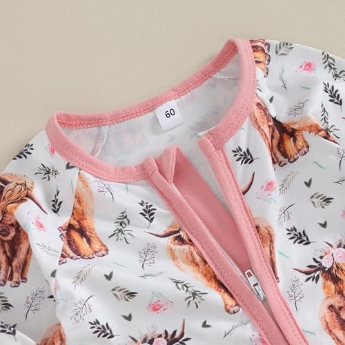 Karwuiio Baby Boy Girl Western Clothes Cow Print Long Sleeve Romper Jumpsuit One Piece Newborn Fall Winter Outfit thumbnail 2