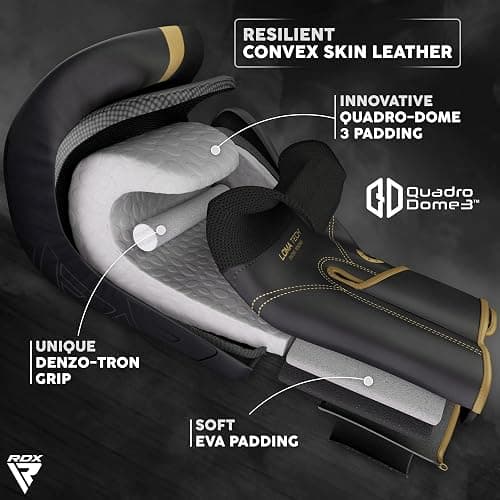 RDX Boxing Gloves, Pro Training Sparring, Maya Hide Leather, Muay Thai MMA Kickboxing, Men Women Adult, Heavy Punching Bag Focus Mitts Pads Workout, Ventilated Palm, Multi Layered, 8 10 12 14 16 18 Oz thumbnail 2