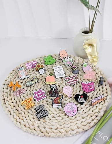 SOWPOPY 30 PCS Positive Enamel Pins Cute Enamel Pins Bulk Aesthetic Hat Pins for Backpacks, Funny Brooch Lapel Pin Set for Women Bags, Landyards, Shoes thumbnail 2