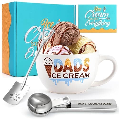 youlifafa Christmas Gifts for Dad from Daughter Son Dad's Gifts for Father's Day Birthday Ice Cream Bowl and Scoop Dad's Ice Cream Bowl Shovel Set Present - Image 1