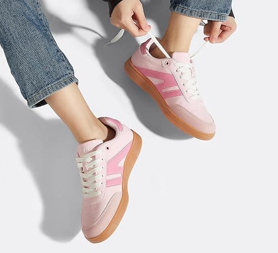 LUCKY STEP Women Classic Retro Gum Sole Fashion Sneakers Casual Tennis Skate Shoe Genuine Leather Walking Footwear Anti Slip Trainers thumbnail 2