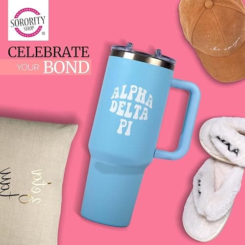 Sorority Shop Sigma Kappa 40oz Tumbler with Handle - Best Friend Tumblers for Women - Cute Sorority Engraved Tumbler - Insulated Tumblers to Keep Your Drinks Cold or Hot for Hours thumbnail 2