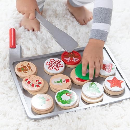 Melissa & Doug Slice and Bake Wooden Christmas Cookie Play Food SetPretend Holiday Santa Cookies for Kids 3+ thumbnail 2