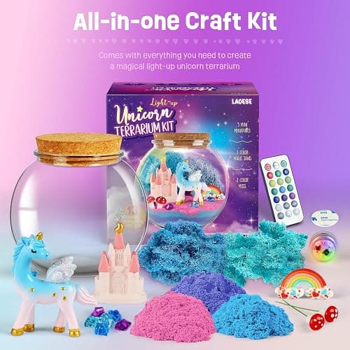 Unicorn Gifts for Girls - Unicorn Terrarium Kit for Kids - Birthday Gift for Girls Ages 4 5 6 7 8-12 Year Old - DIY Unicorn Toys for Girls - Arts and Crafts Kit for Kids - Best Girls Presents Stuff thumbnail 4
