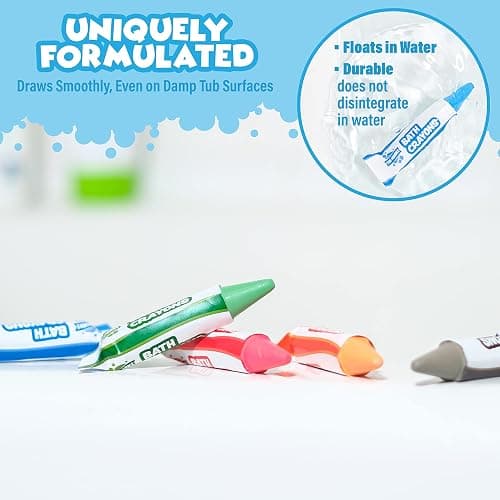 Tub Works® Smooth™ Bath Crayons Bath Toy, 12 Pack | Nontoxic, Washable Bath Crayons for Toddlers & Kids | Unique Formula Draws Smoothly & Vividly on Wet & Dry Tub Walls | Hexagon Grip Bathtub Crayons thumbnail 5
