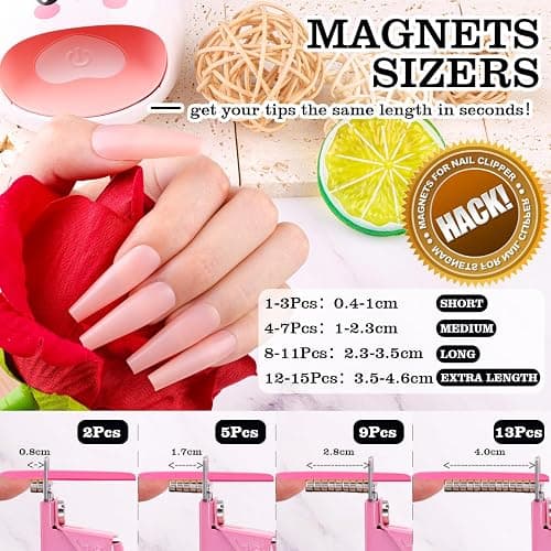 Light Pink Metal Premium Nail Clippers with Magnets Sizers for Acrylic Nails, False Nail Cutters for Nail Tips Fake Nail Trimmer Manicure Pedicure Sharp Clip Nail Tool Supplies For Salon Beauty thumbnail 3
