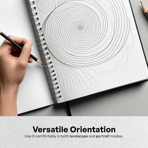 PINNORA Creative A3 Sketchbook (100GSM) - Black Hardcover Sketch Book with Thick Cartridge Paper | Twin-Wire Spiral Bound Sketch Pad, A3 Drawing Pad for Sketching - Art Book for All Ages (50 Pages) thumbnail 4