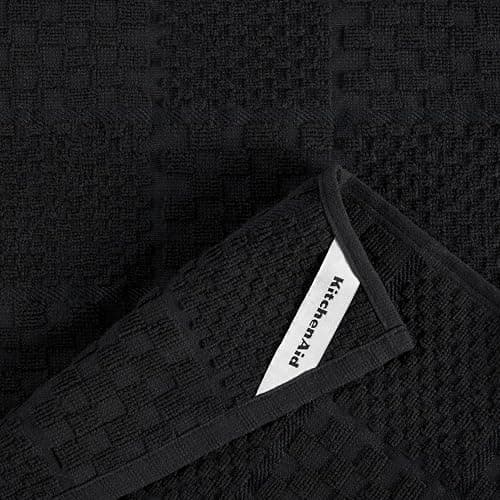KitchenAid Quilted Cotton Terry Cloth Oven Mitt, Pot Holder, Kitchen Towel 4-Pack Set, Heat Resistant, Silicone Grip, Gift Set, Matte Black, 16"x26", 7"x13" & 7"x10" thumbnail 8