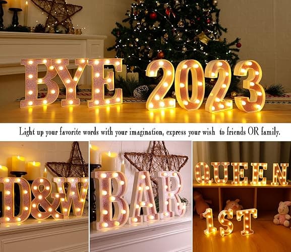 Small Led Marquee Letters, Light Up Letters, 8.58 Inch Led Letter Lights, Battery Powered Lighted Sign for Table, Party, Birthday, Christmas Decor (Pink Glitter, Letter B) thumbnail 5