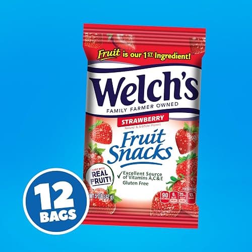 Welch's Fruit Snacks, Strawberry, Perfect for School Lunches, Sharing Size Bags, 5 oz (Pack of 12) thumbnail 2