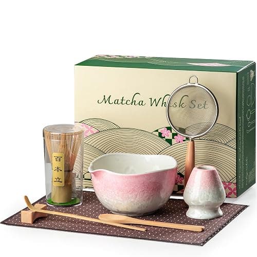 Veraelle Matcha Whisk Set, Handcrafted Crystalline Glaze Matcha Set, 8 Pcs Matcha Kit Includes Matcha Bowl, Whisk with Holder, Bamboo Scoop & Spoon, Sifter and Tea Towel, Ceremonial Matcha Tea Set - Image 1