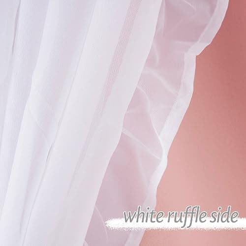 PONY DANCE Pink Blackout Curtains for Nursery/Girls Bedroom, 2 Panels | Double Layer Bow Curtains with Ruffle Sheer Overlay, Cute Shabby Chic Kids Toddler Room Decor Drapes Coquette Style,W52 x L84 thumbnail 8