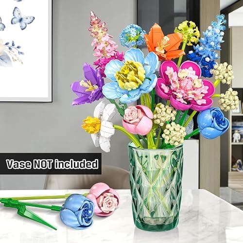 PLAXSOON Flower Bouquet Building Set, 888 PCS Botanical Collection Building Block Toy, Flowers Rose Plant Home Decor, Valentine's Day Christmas Birthday Gift for Adults Women Boys Girls 8+ thumbnail 4