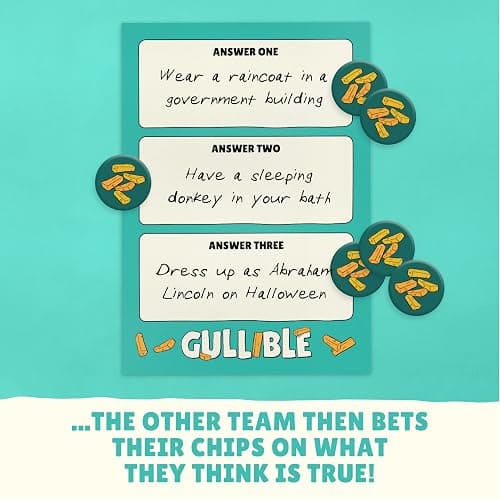 Gullible: The super-fun party game of creativity, bluffing and hilarious facts. Will you fool your family and friends or believe the unbelievable? (Gullible - Same Game, Smaller Box) thumbnail 5