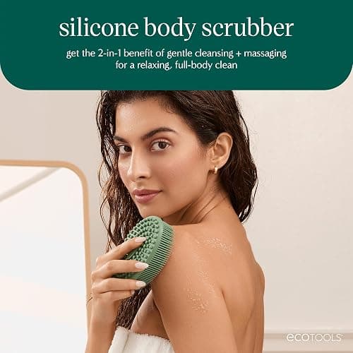 EcoTools Dry Body Brush for Circulation, Dead Skin Removal + Sage Green Silicone Body Scrubber & Massager for Exfoliating, Cleansing & Circulation, Self-Care Gifts thumbnail 4