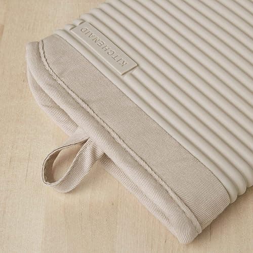 KitchenAid Ribbed Soft Silicone Oven Mitt Set, 7"x13", Milkshake 2 Count - Milkshake Tan - 7.5"x13" thumbnail 2