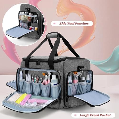 LUXJA Rolling Nail Polish Organizer Holds 90 Bottles and a Nail Lamp, Rolling Nail Polish Case with a Detachable Dolly and 3 Removable Cases (Patented), Gray thumbnail 6