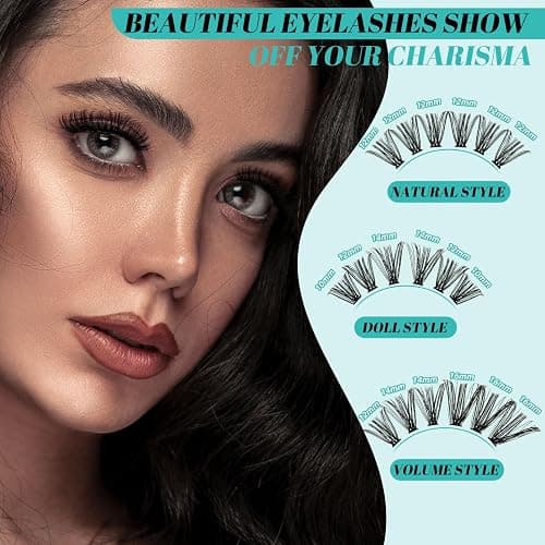 Lash Extension Kit,DIY Individual Lashes Clusters Kits,Bond And Seal,Eyelash Remover For Eyelashes Extensions,Eyelash Applicator Tool For False Eyelash Cluster Kit 320Pcs(D-Mix9-16|40D) thumbnail 3