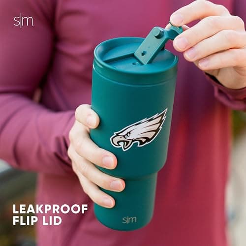Simple Modern Denver Broncos Tumbler with Flip Lid, Straw 30oz | NFL | Officially Licensed Broncos Insulated Stainless Steel Tumbler, Travel Coffee Mug Cup | Gifts for Men | Trek thumbnail 2