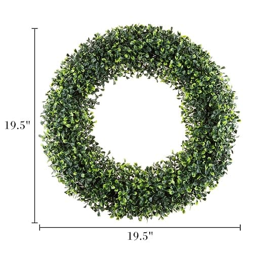 Pure Garden 19.5-Inch Boxwood Wreath - Round UV Resistant Artificial Spring, Summer, Fall, or Winter Wreath - Indoor/Outdoor Wreaths for Front Door thumbnail 7