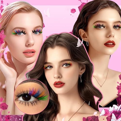 Fairy Colored Lash Extensions Clusters, False Eyelashes, Individuals Eyelash Clusters Diy Colored Eyelash Kit 6 Colors Rainbow Individual Eye Lashes 14/16mm D Curl Blue, Purple（120pcs)（No Glue） - 120 PCS thumbnail 4