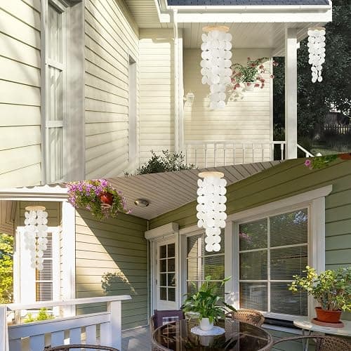 Wind Chimes for Outside - Handcrafted White Capiz Shells Windchime Coastal Style Decor for Indoor/Outdoors, Garden Decor, Great for Women, Wind Chimes Lovers and More thumbnail 7