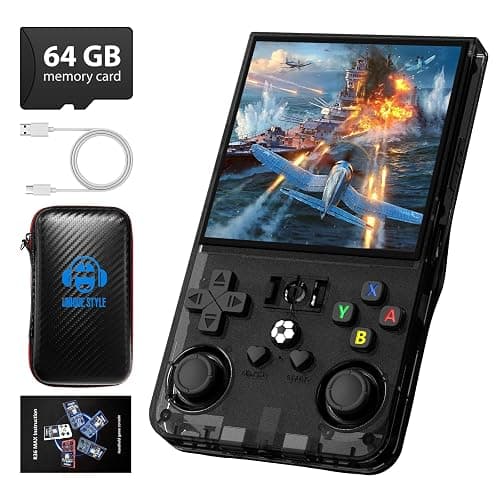 R36MAX Retro Handheld Game Console, 4.0 Inch 720x720 IPS Screen, 64GB Built-in 18,000+ Classic Game, Portable Hand Held Open Source Linux System, 4000mAh Battery Retro Gaming Console(Black 64GB) - Image 1