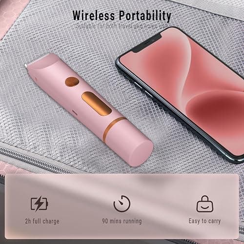 2-in-1 Bikini Trimmer for Women, Bikini Shaver with Dual Heads, Body and Facial Hair Removal, Cordless Rechargeable Electric Razors for Face Chin Pubic Underarm Legs, IPX7 Waterproof, Pink thumbnail 6