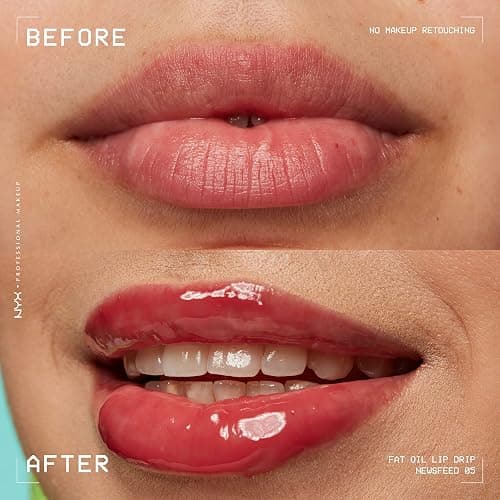 NYX PROFESSIONAL MAKEUP Fat Oil Lip Drip, Moisturizing Lip Oil Gloss, Vegan Tinted Formula, Up to 12 HR Hydration - Newsfeed (Rose Nude) - 05 Newsfeed - 0.16 Fl Oz (Pack of 1) thumbnail 7