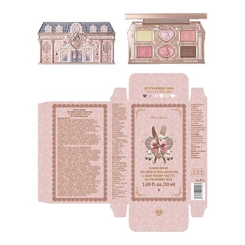 Flower Knows The Sweetie Bear Collection 6-Color Makeup Palette,Pink Face Makeup Palette with 4 Matte + 2 Shimmer Shades,Blendable Smooth Cute Make Up,0.23 Oz(02 Strawberry Milk) thumbnail 8