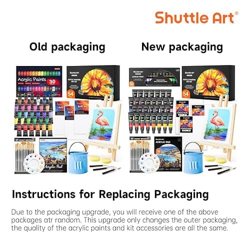 Shuttle Art 54 teiliges Acrylfarben Set, professionelles Malset mit Tischstaffelei, 30 Acrylfarben, Leinwand, Pinsel, Palette, komplettem Zubehör, Malset für Kinder und Erwachsene mit staffelei holz thumbnail 2