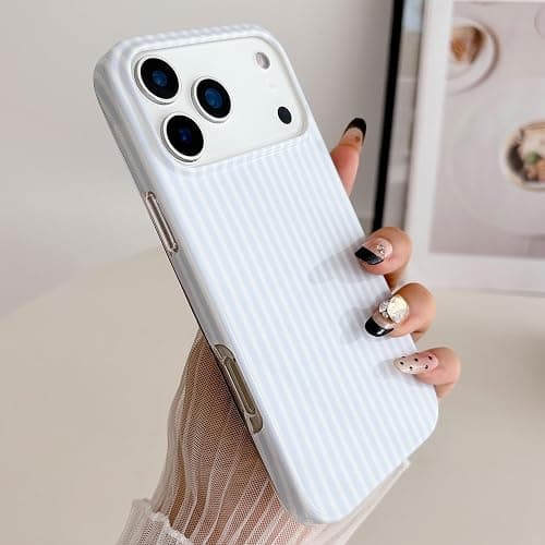 HYUEKOKO Striped Phone Case for iPhone 17 Pro Max, Fashion Retro Stripe Pattern Aesthetic Cover, Soft TPU Slim Shockproof Case for Girls Women-Blue thumbnail 2