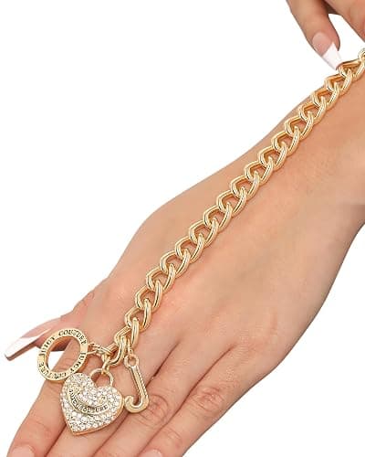 Juicy Couture Bracelet 7-7.5", Goldtone Heart Charm and Toggle Bracelets for Women, Juicy Jewelry thumbnail 3