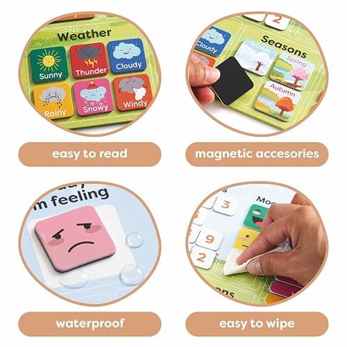 Chuckle My First Calendar for Kids - Days of the Week & Weather Learning Chart - 40 x 32cm, Magnetic with Hanging Loop, Educational Children Toy for Home & Classroom thumbnail 8