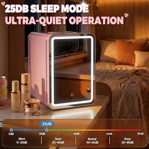 MoraRise 16L Skincare & Makeup Mini Fridge, Cooler & Warmer with LED Mirror | Portable Compact Desktop Small Beauty Fridge for Bedroom, Dressing Table & Office, AC/DC Mains thumbnail 8