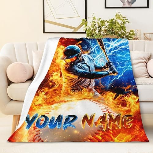 Blanket for Boys Personalized Baseball Throw Blankets Gift for Kids, 40x50 Inches Lightweight Cozy Custom Sport Theme Throw for Sofa Couch Bed Office thumbnail 7