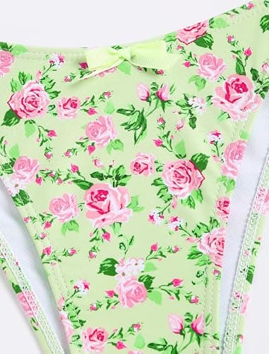 ZAFUL Bikini Sets for Women Halter Bow Decor Tiny Floral Gingham Print Swimsuit Tie Side 2 Pieces Bathing Suit thumbnail 8
