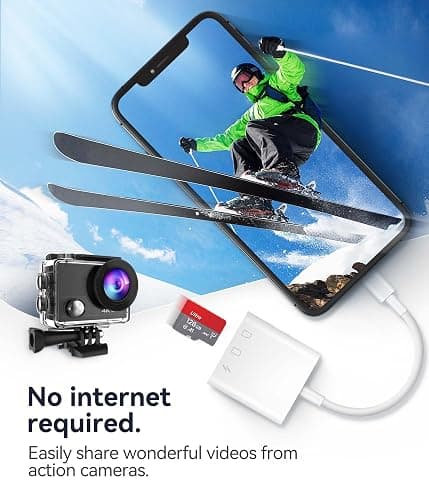 SD Card Reader for iPhone iPad, Oyuiasle Digital Trail Camera SD Card Viewer with Dual Slot for MicroSD/SD, Lightening&USBC Dual-Connector Memory Card Adapter for Photography, Plug and Play - 2 Slots thumbnail 5