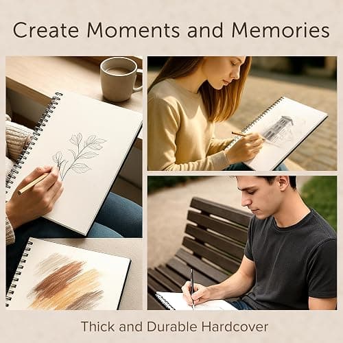 A4 Hardcover Drawing Book - Extra Thick Paper (200 GSM) - Spiral Bound for Kids and Professionals for Drawing and Sketching - 21 x 29 cm, 40 Sheets / 80 Pages thumbnail 8