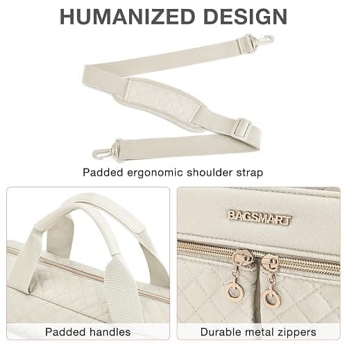 BAGSMART 17.3/15.6 Inch Laptop Bag, Briefcase for Women Computer Messenger Bag Office Travel Business, Beige thumbnail 5
