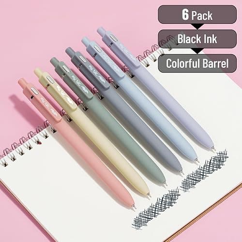 Mr. Pen- Retractable Gel Pens for Journaling, 6 Pack, 0.5 mm Black Ink, Morandi Barrels, Smooth Writing Aesthetic Pens for Women thumbnail 3