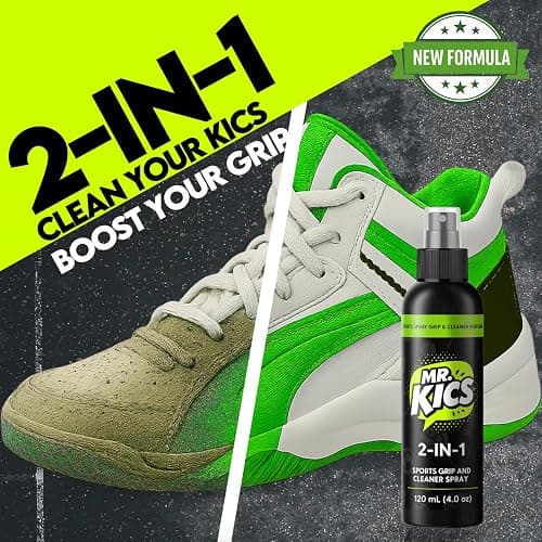 MR. KICS Basketball Shoe Grip Spray - Anti Slip Traction for Court Shoes, Shoe Grip Enhancer - 2-in-1 Cleaner with Microfiber Towel, Backpack Clip - Volleyball, Pickleball, Tennis, Badminton thumbnail 4