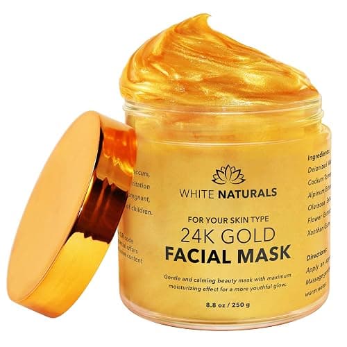White Naturals One Day Sale 24K Gold Facial Mask, Anti-Aging Gold Face Mask For Flawless & Moisturizes Skin, Helps Reduces Wrinkles, Fine Lines & Acne Scars, Removes Blackheads, Dirt & Oils - Image 1