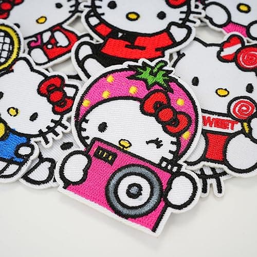 WUTAOBON 17Pcs Cute Cartoon Kitty Patches, Kids Embroidered Iron on/Sew on Applique Patches for Hats, Backpacks, Shirts, Shoes thumbnail 6