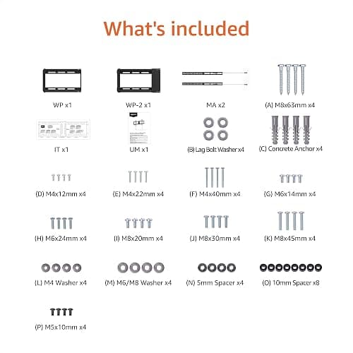 Amazon Basics Low Profile Easy Install TV Wall Mount with Horizontal Post Installation Leveling for 32-Inch to 86-Inch TVs, Black thumbnail 6